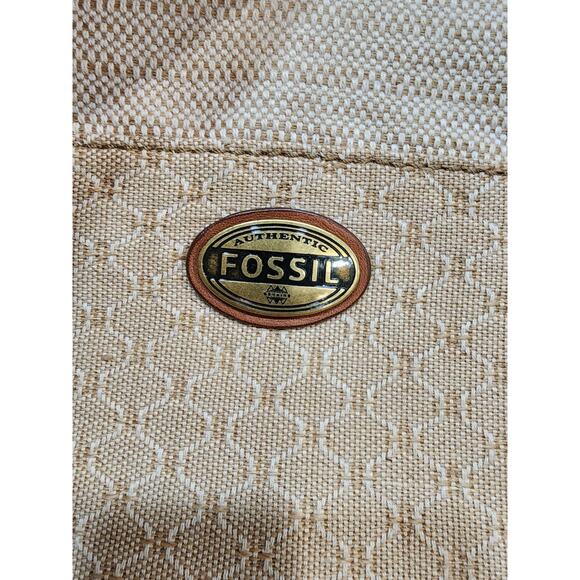 FOSSIL Explorer Foldover Flap Leather and Textured Canvas Cotton Shoulder Bag - Picture 5 of 10